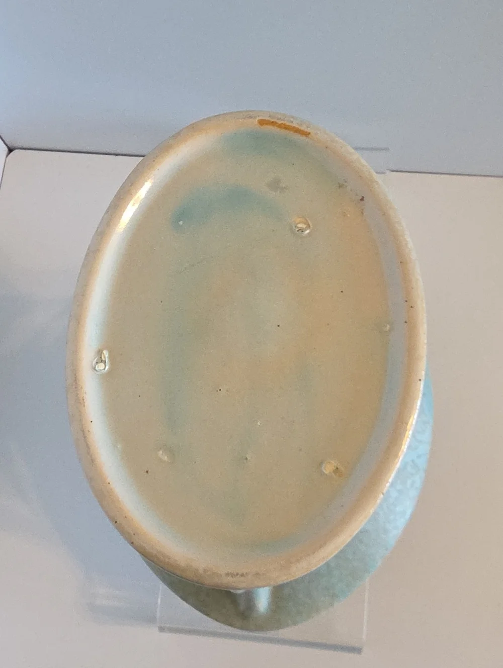 Vintage 1928 Roseville Pottery Blue-Green Tuscany Compote Vase (Shape #67-4)